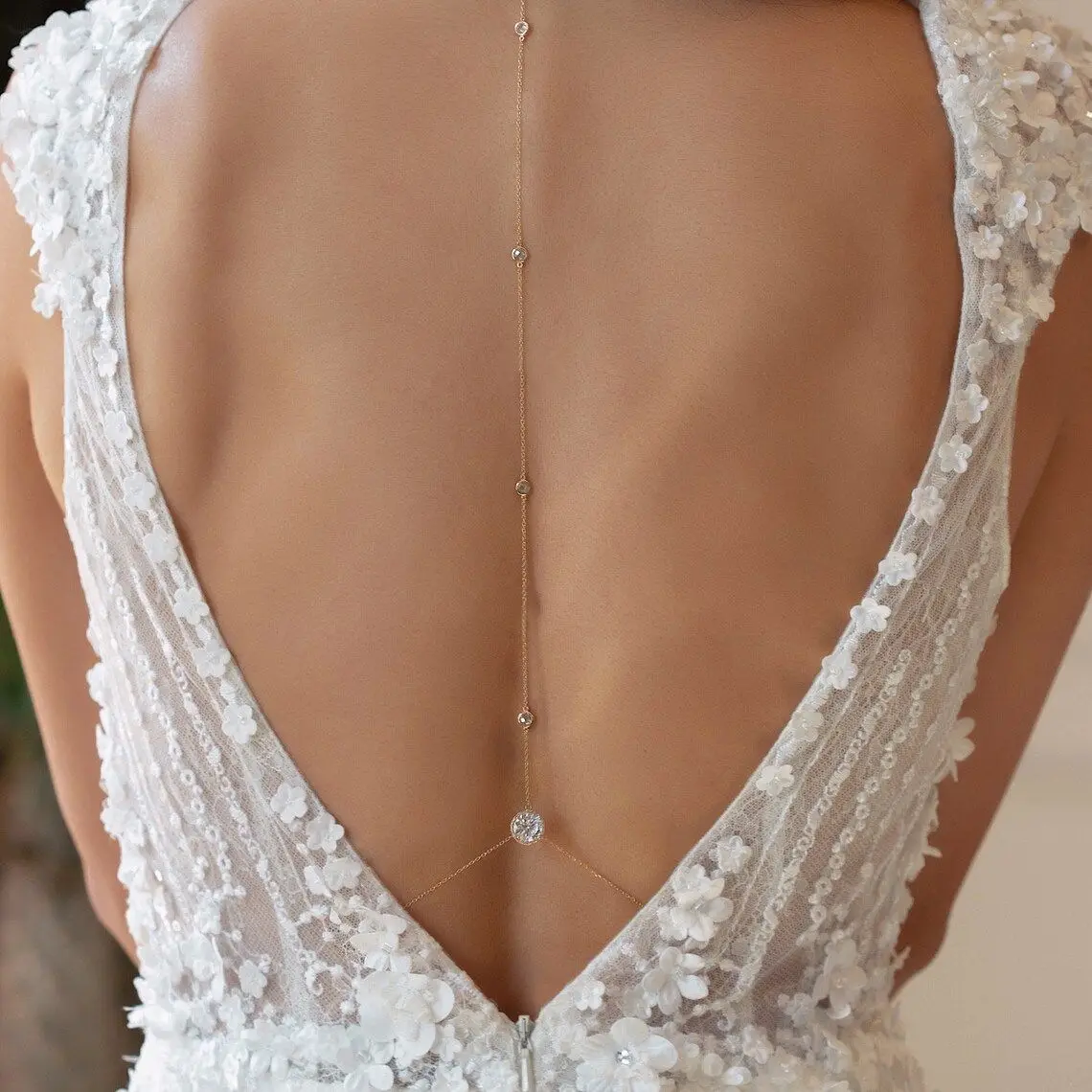 Body Jewelry For Backless Dress - Минималистичное изящное колье-цепочка на спину с
