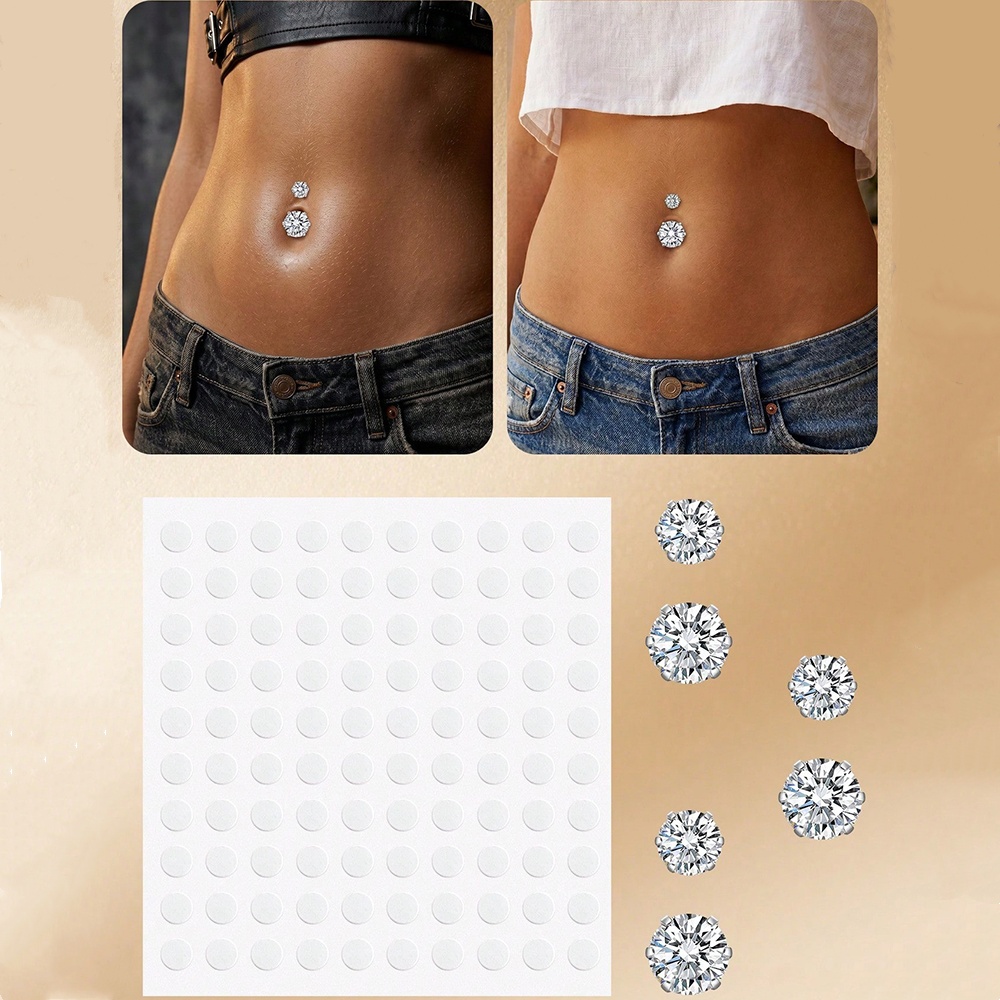 Body Jewelry Art - Фальшивые пирсинги для пупка с кубическим