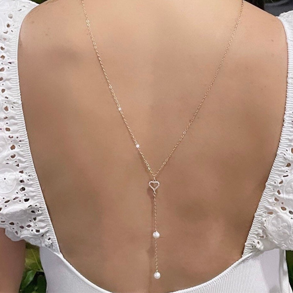 Body Jewelry For Backless Dress - Свадебная цепочка с полым сердцем на