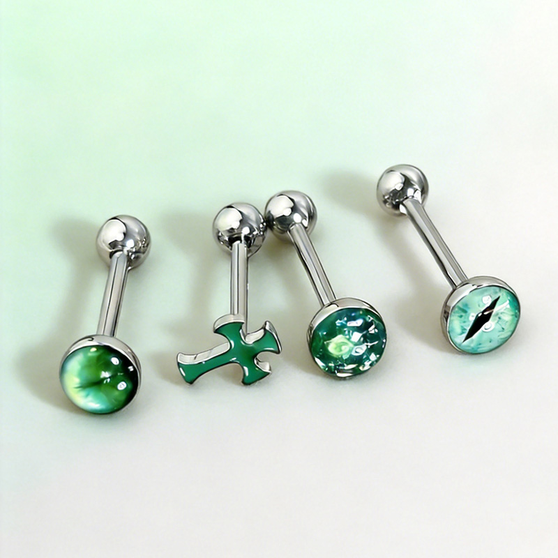 Body Jewelry Titanium - 1 шт., высококачественный модный зеленый сверкающий