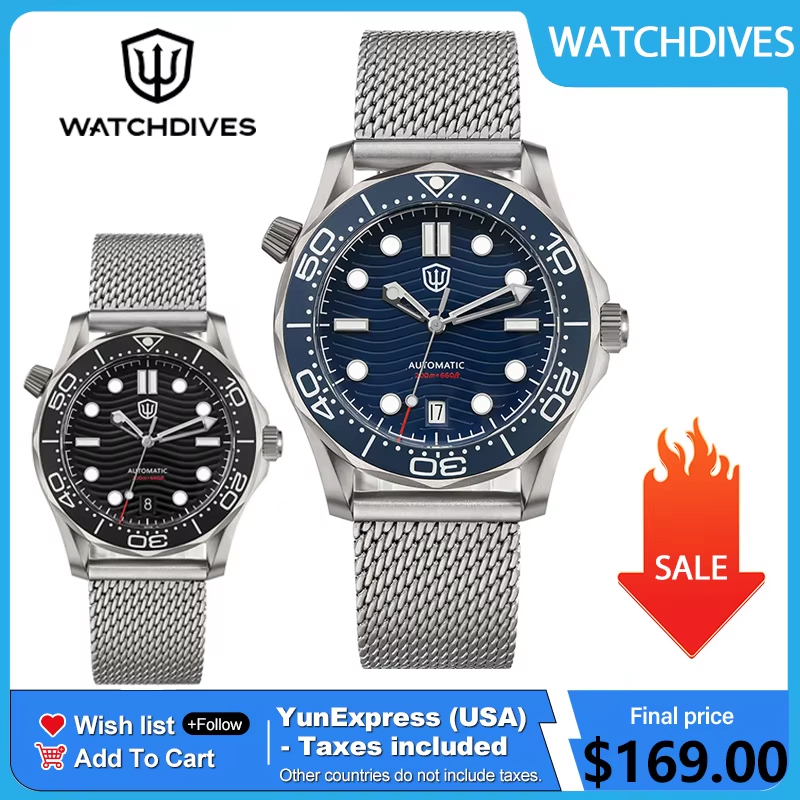 Body Jewelry Titanium - Watchdives WD007 39 мм дайверские часы
