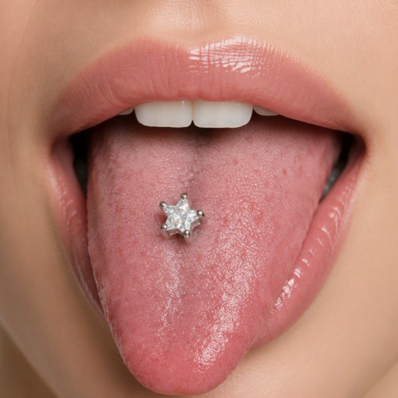 Body Jewelry Titanium - Блестящий пирсинг для языка в форме
