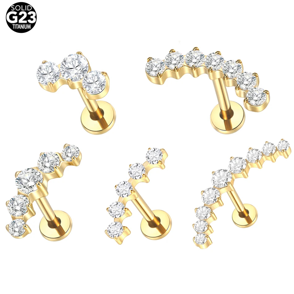 Body Jewelry Internally Threaded - 1 шт. G23 титановый циркон серьги-гвоздики