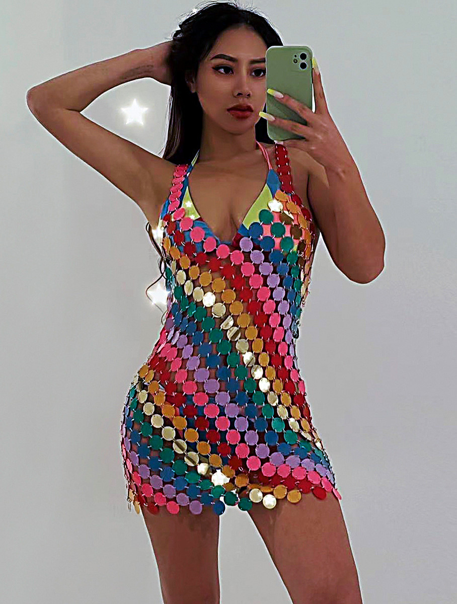 Body Jewelry For Backless Dress - Сексуальное блестящее зеркало с открытой спиной,