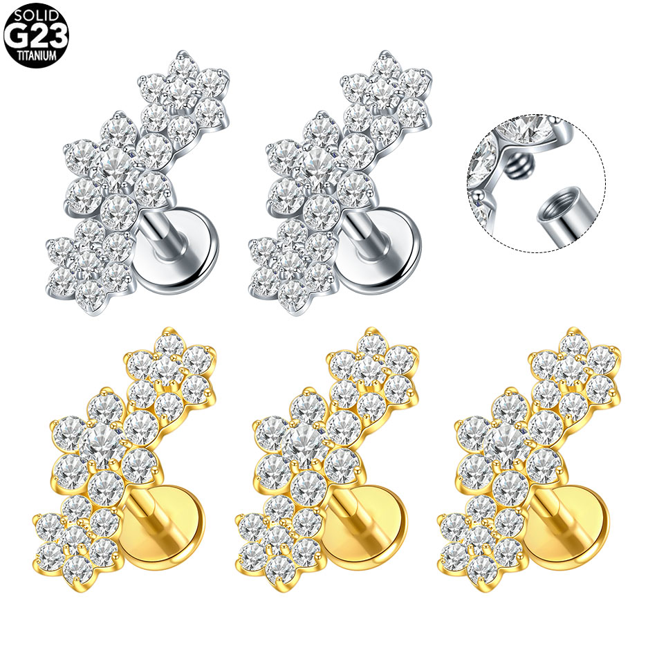 Body Jewelry Internally Threaded - 1/5 шт. титановые серьги-гвоздики для козелка