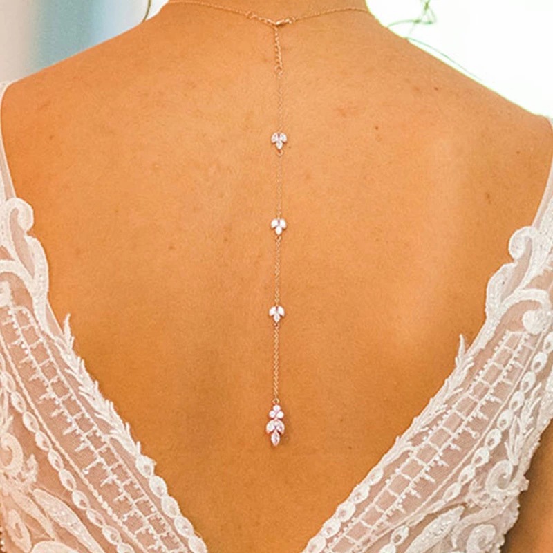 Body Jewelry For Backless Dress - Женское колье-цепочка на спину с золотым